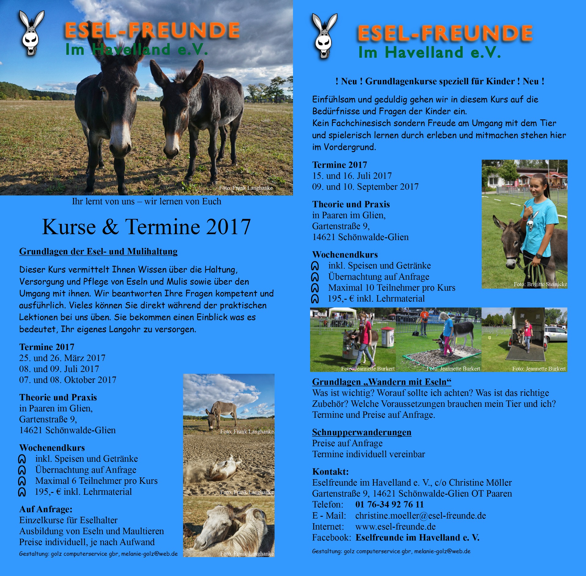 Kursflyer Eselfreunde im Havelland e. V.